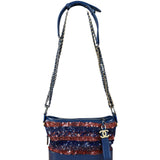 Chanel Gabrielle Small Sequin Hobo Bag Navy 2018