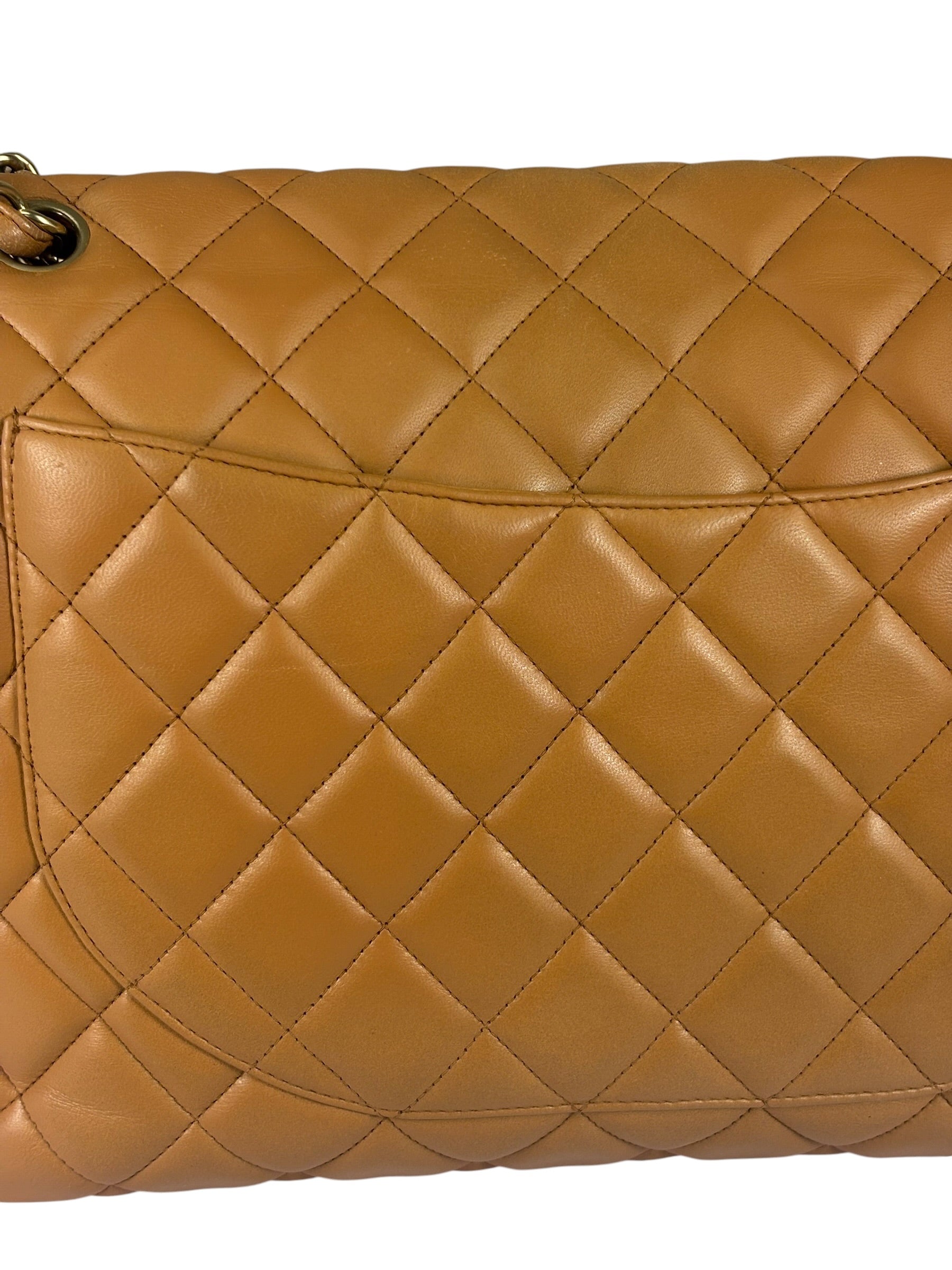 Chanel Caramel Brown Quilted Lambskin Large Shoulder Bag 2009