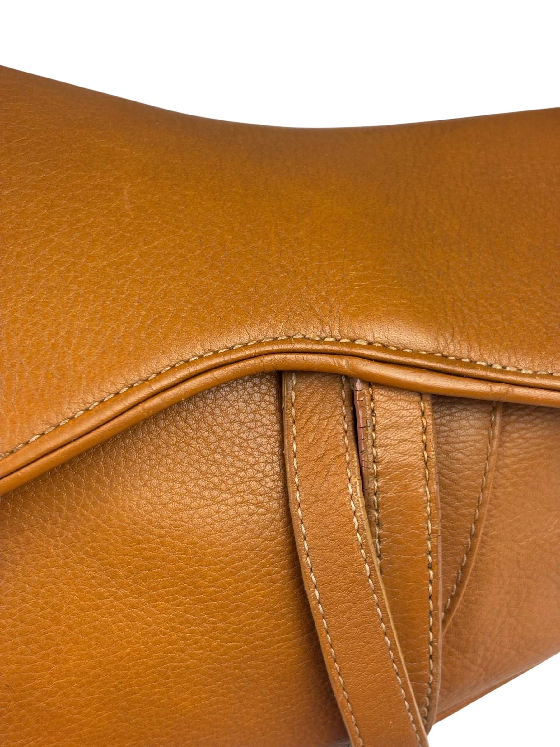 Christian Dior Tan Brown Leather Medium Saddle Bag