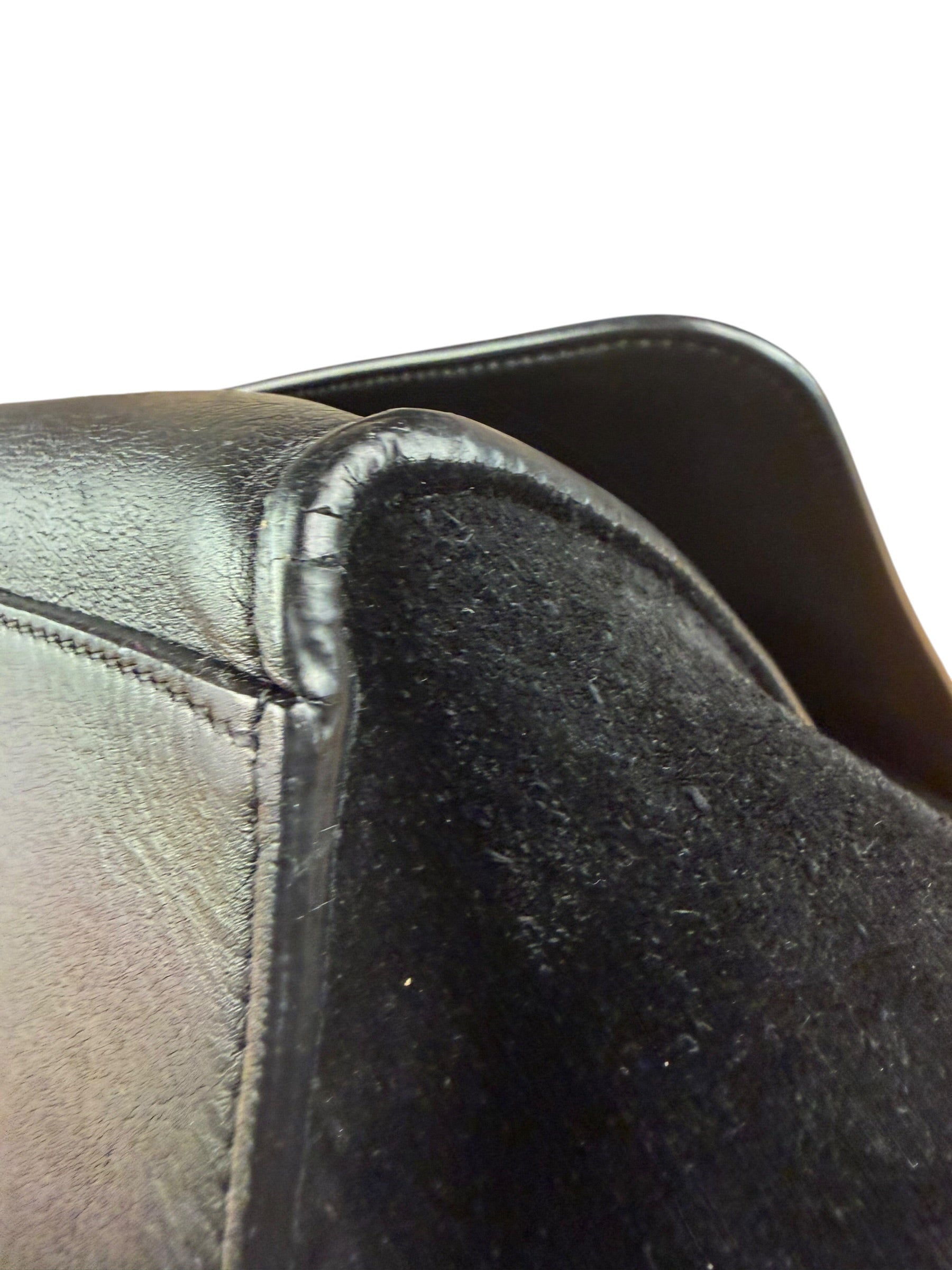Celine Black Croc- Embossed Leather Trapeze Handbag
