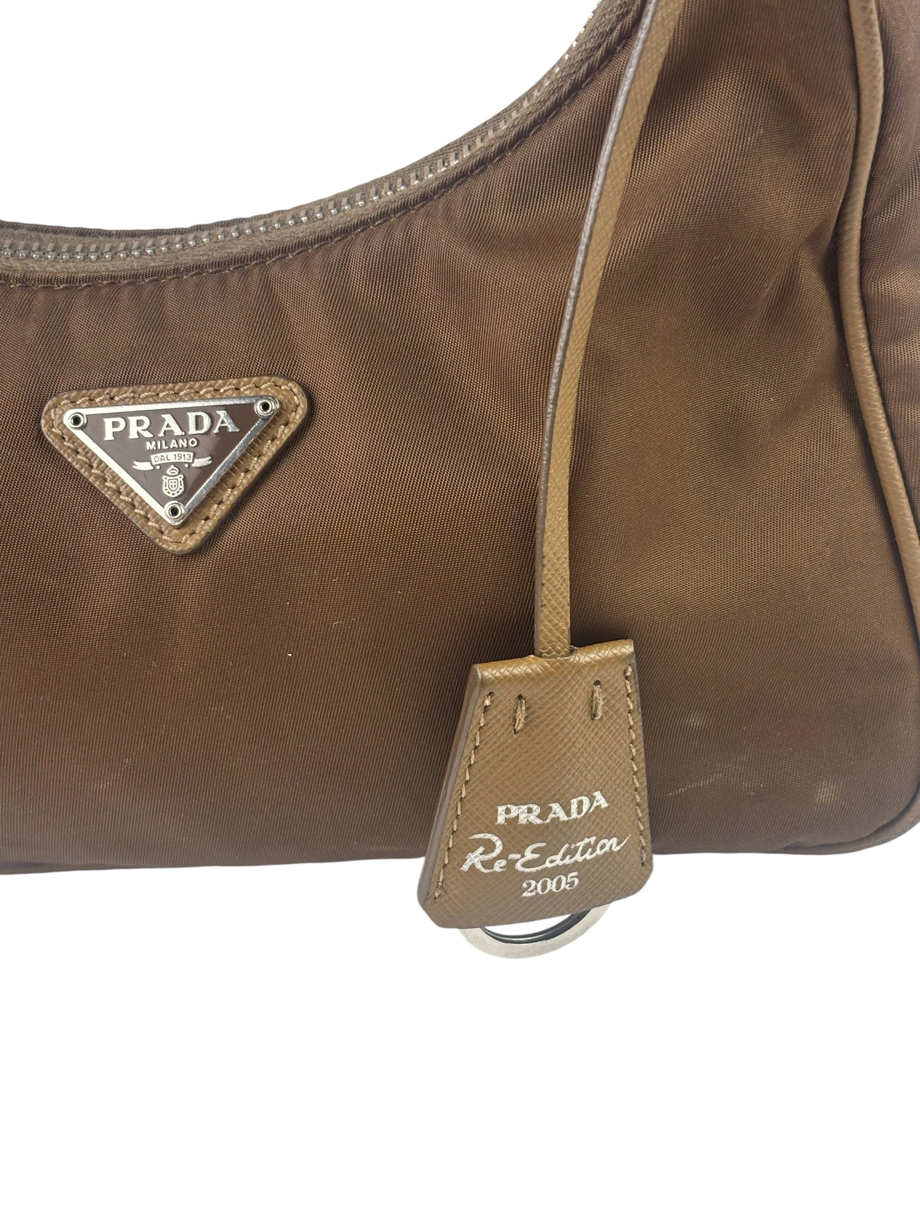 Prada Brown Nylon Pochette Shoulder Bag