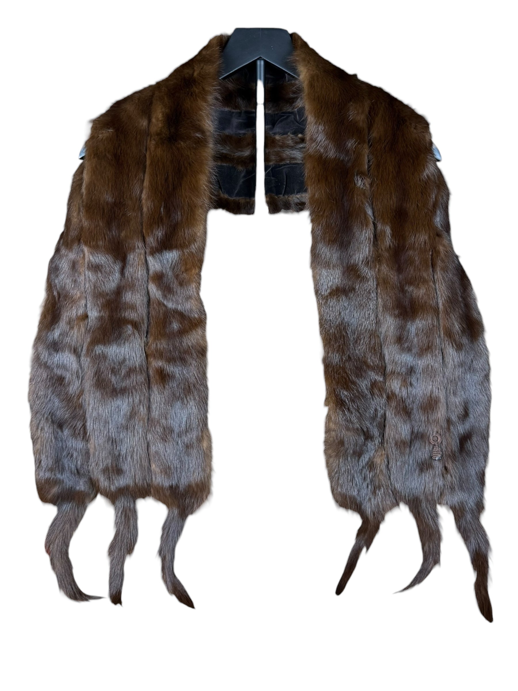 Vintage Dark Brown Fur Tailed Shawl
