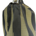 Fendi Green/Black Leather Trim Pequin Stripe Hobo Bag