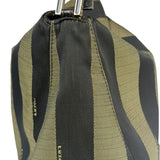 Fendi Green/Black Leather Trim Pequin Stripe Hobo Bag