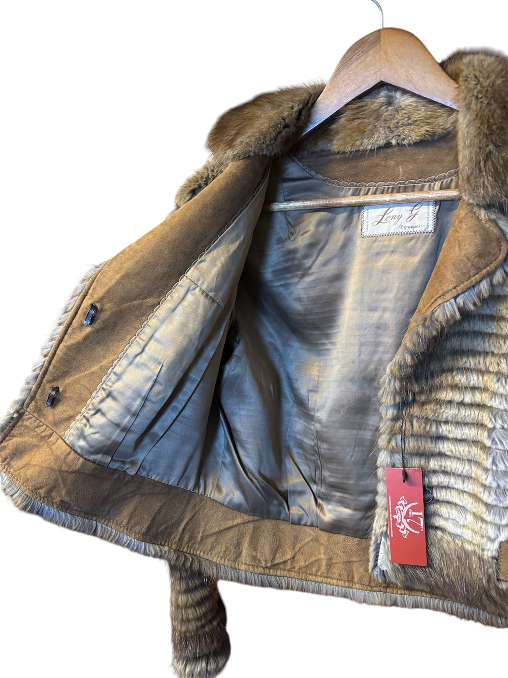 Vintage Gopper Crop Fit Striped Brown Mink Fur Coat