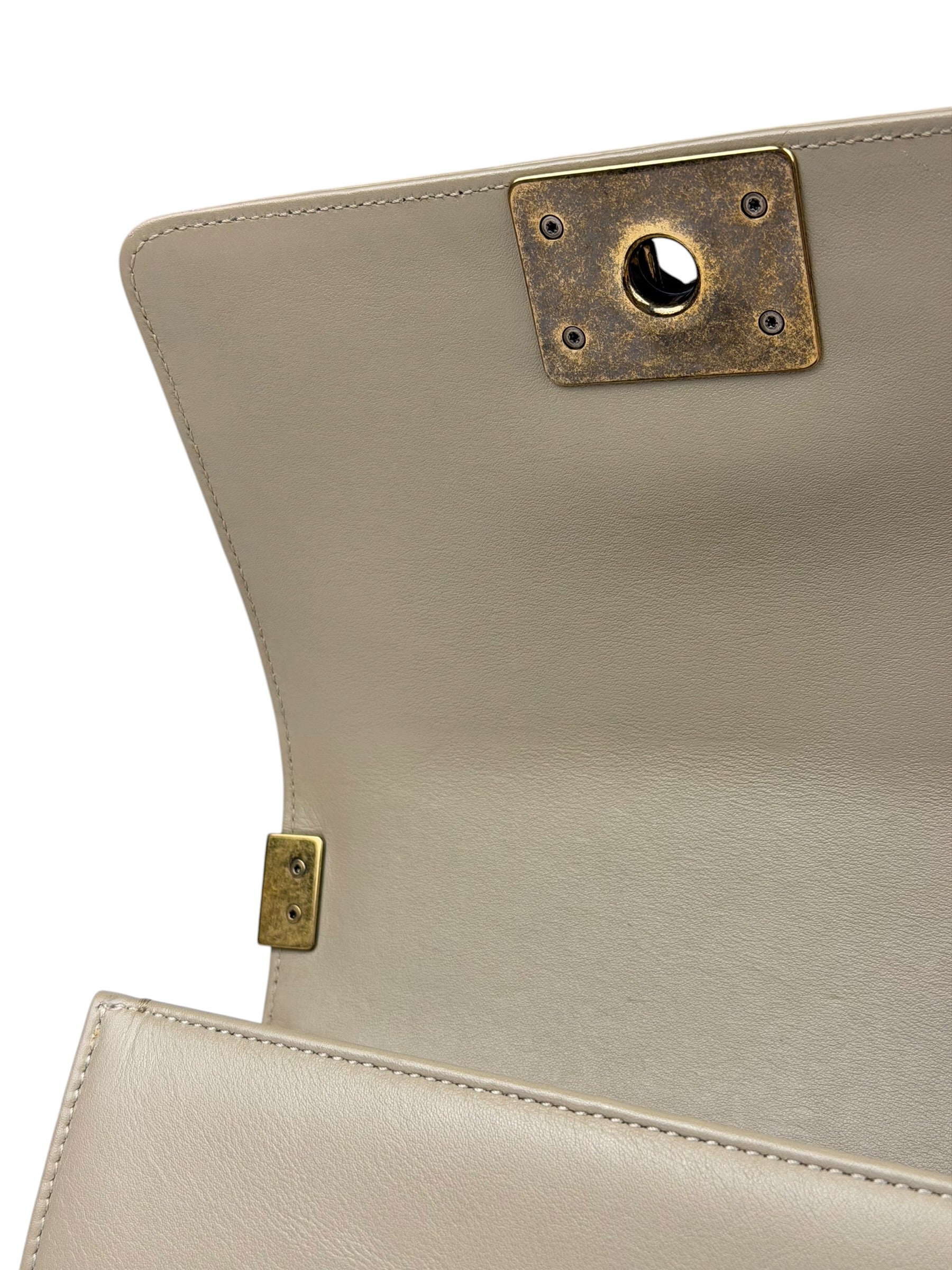 Chanel Beige Leather Boy Stingray Flap Bag 2013