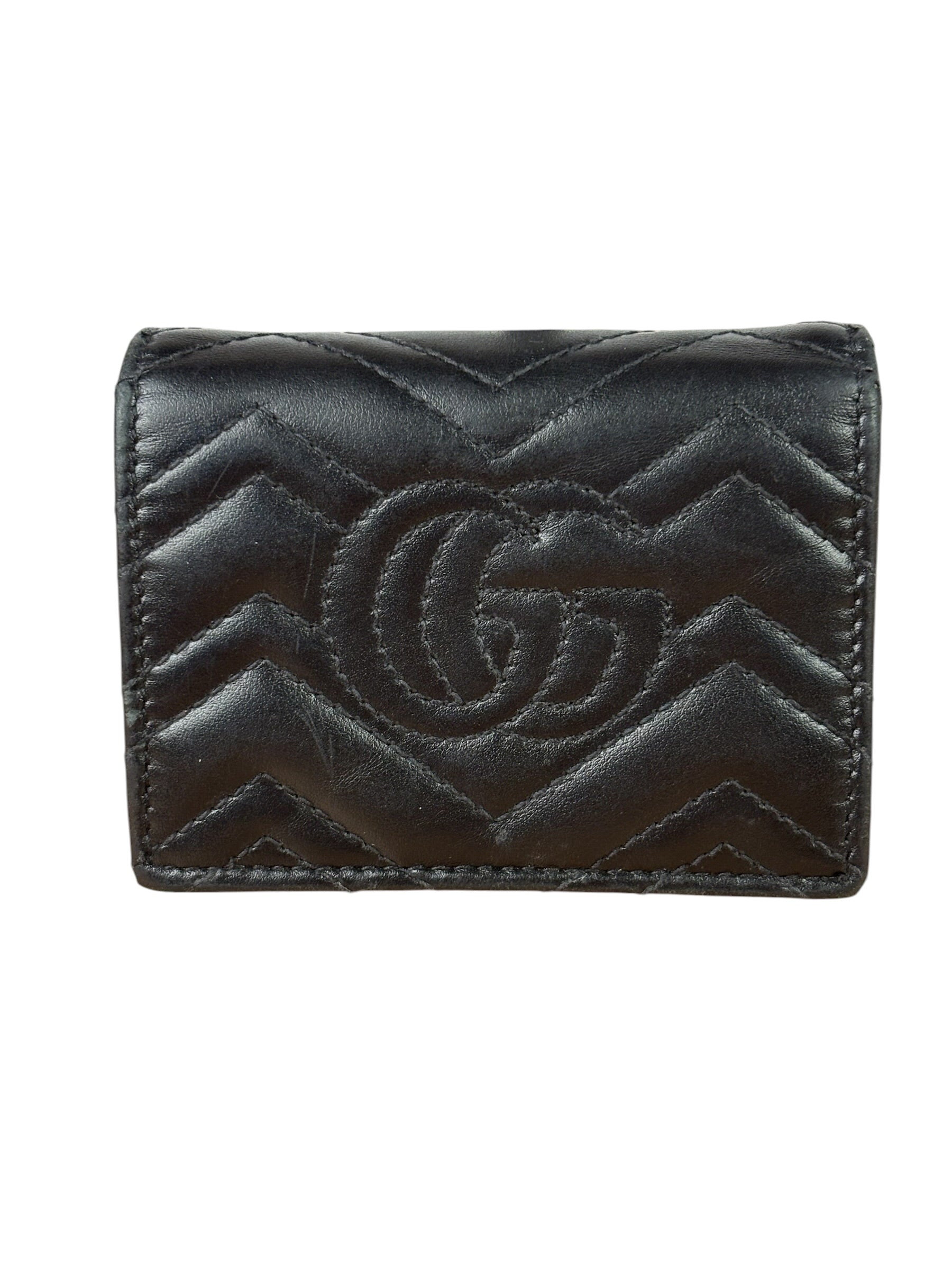 Gucci Black Leather Marmont Card Case Wallet