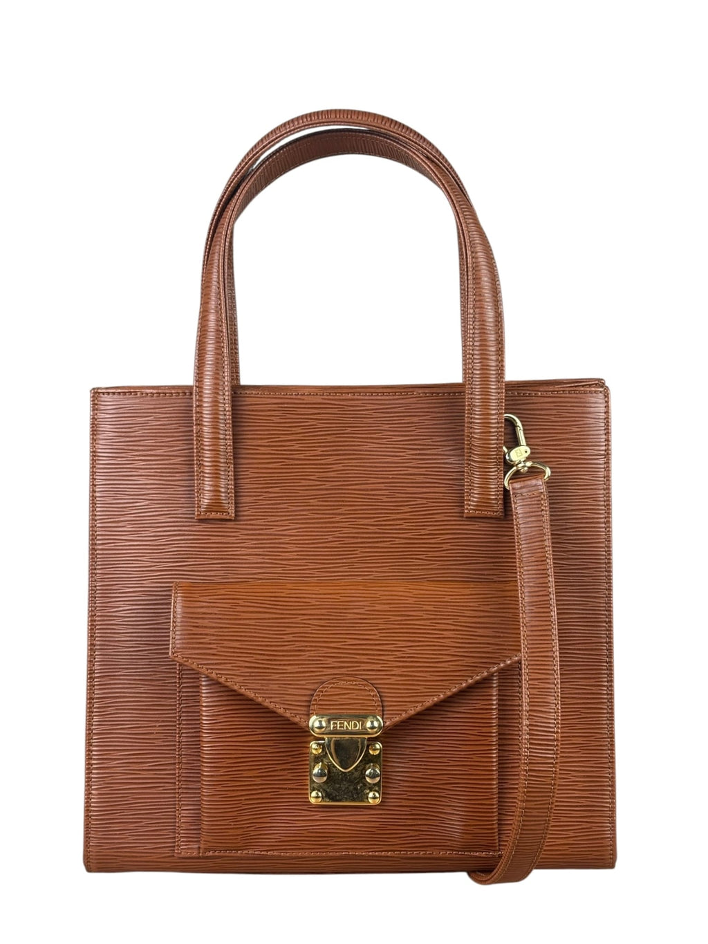 Fendi Clay Brown Epi Leather Monceau Two-Way Bag