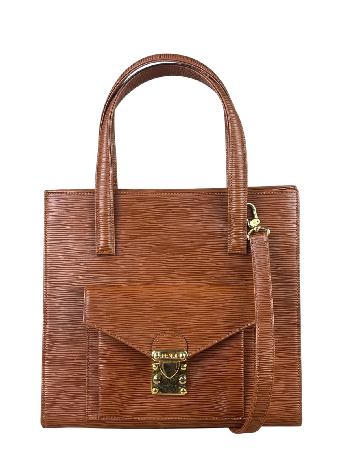 Fendi Clay Brown Epi Leather Monceau Two-Way Bag