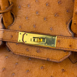 Hermes Birkin 35 Ostrich Leather Handbag Gold Hardware