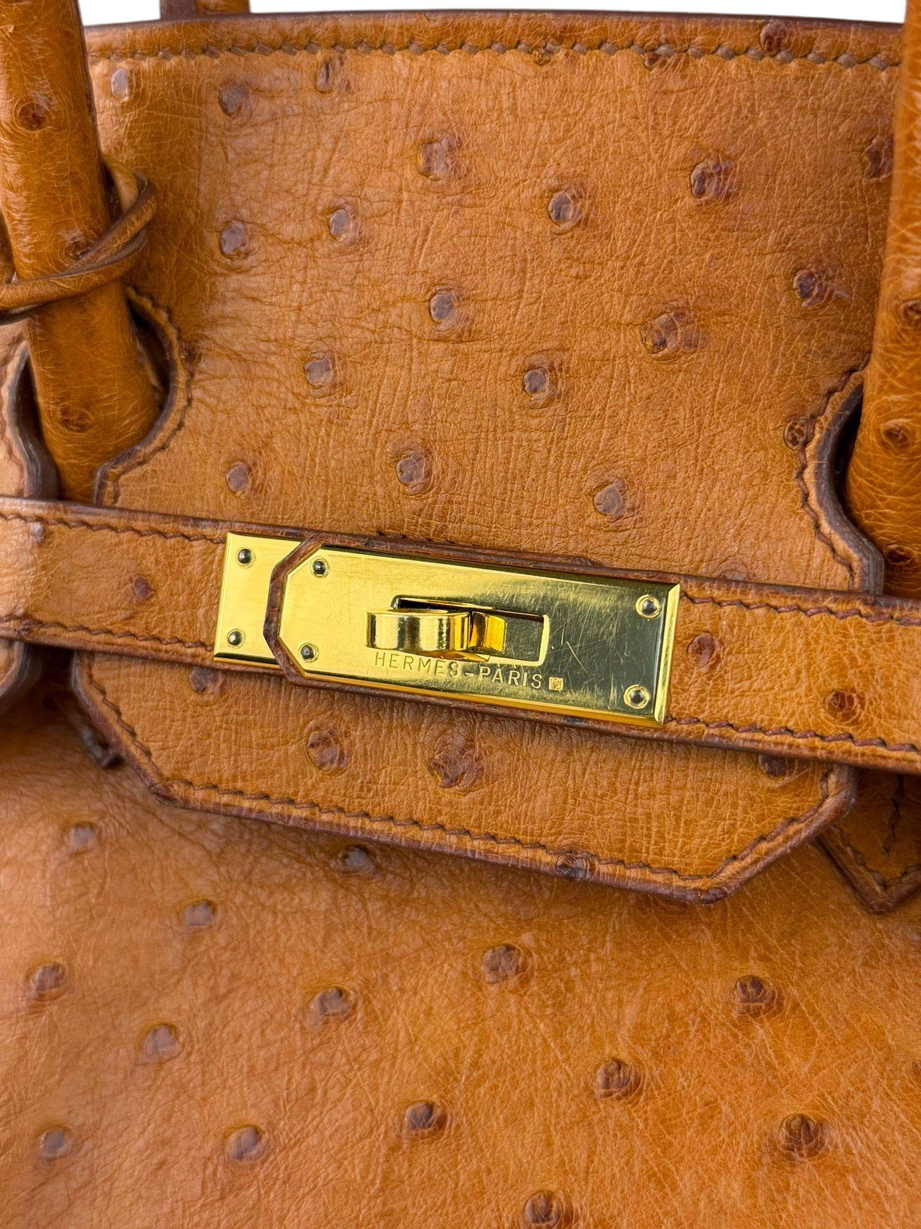 Hermes Birkin 35 Ostrich Leather Handbag Gold Hardware