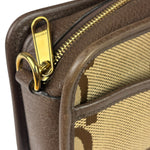 Gucci Brown Leather Trim Jumbo GG Mini Crossbody