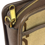 Gucci Brown Leather Trim Jumbo GG Mini Crossbody