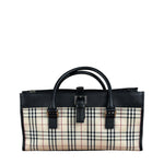 Burberry Vintage Leather Trim House Check Top Handle Bag