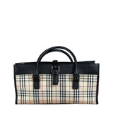 Burberry Vintage Leather Trim House Check Top Handle Bag