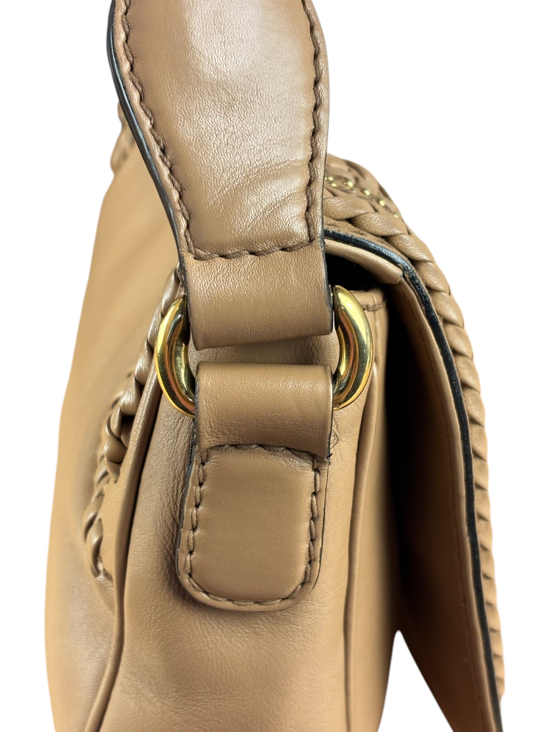 Gucci Vintage Tan Leather Medium Flap Shoulder Bag