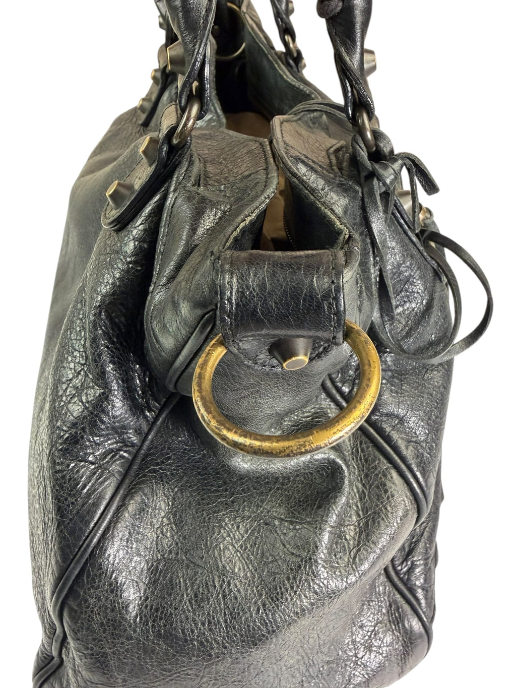 Blanciaga Black Lambskin Velo Moto Handbag