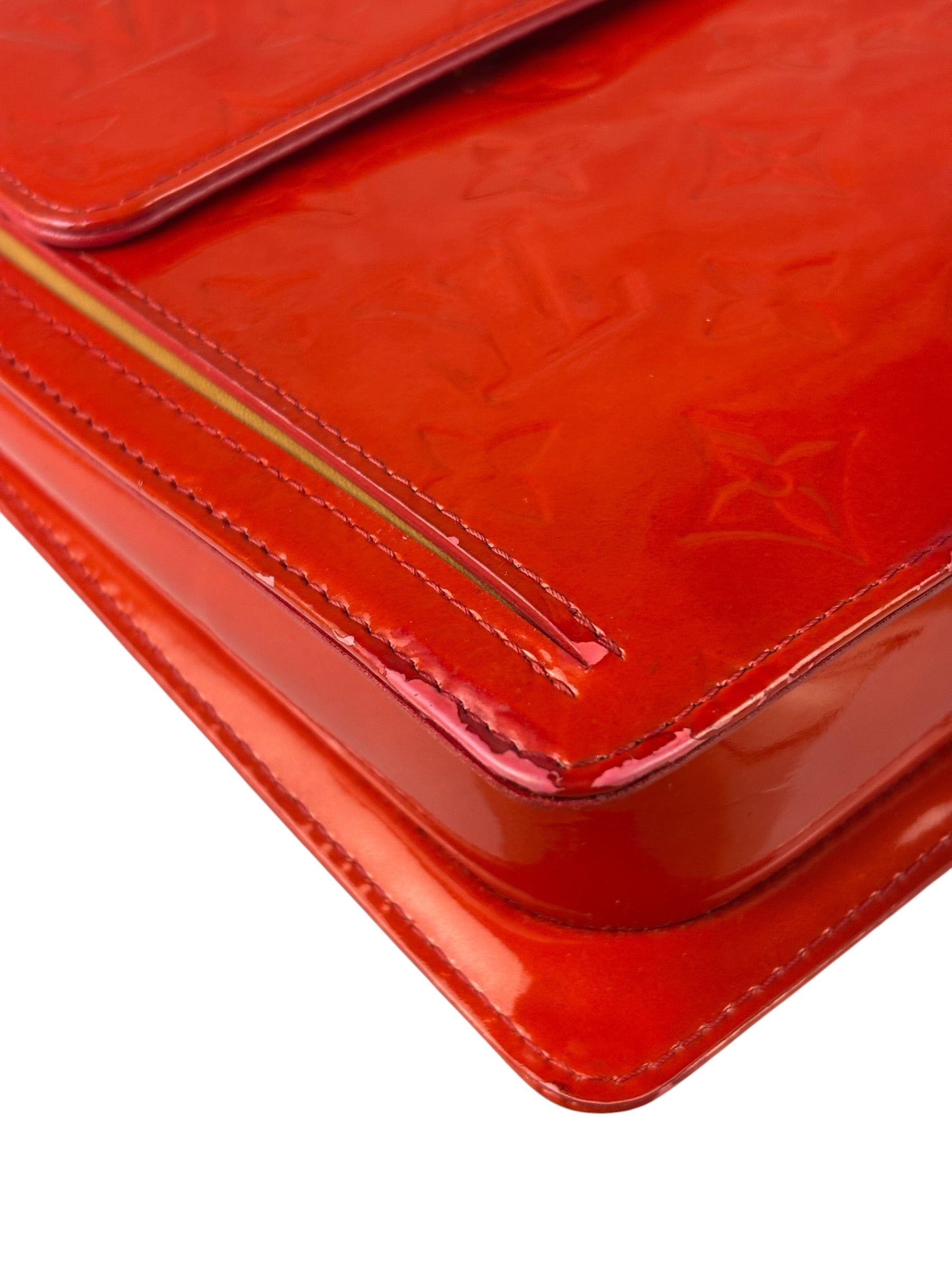 Louis Vuitton Red Vernis Mott Shoulder Bag