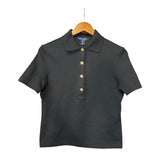Louis Vuitton Black Monogram Boxy Collared Quarter-Button Top