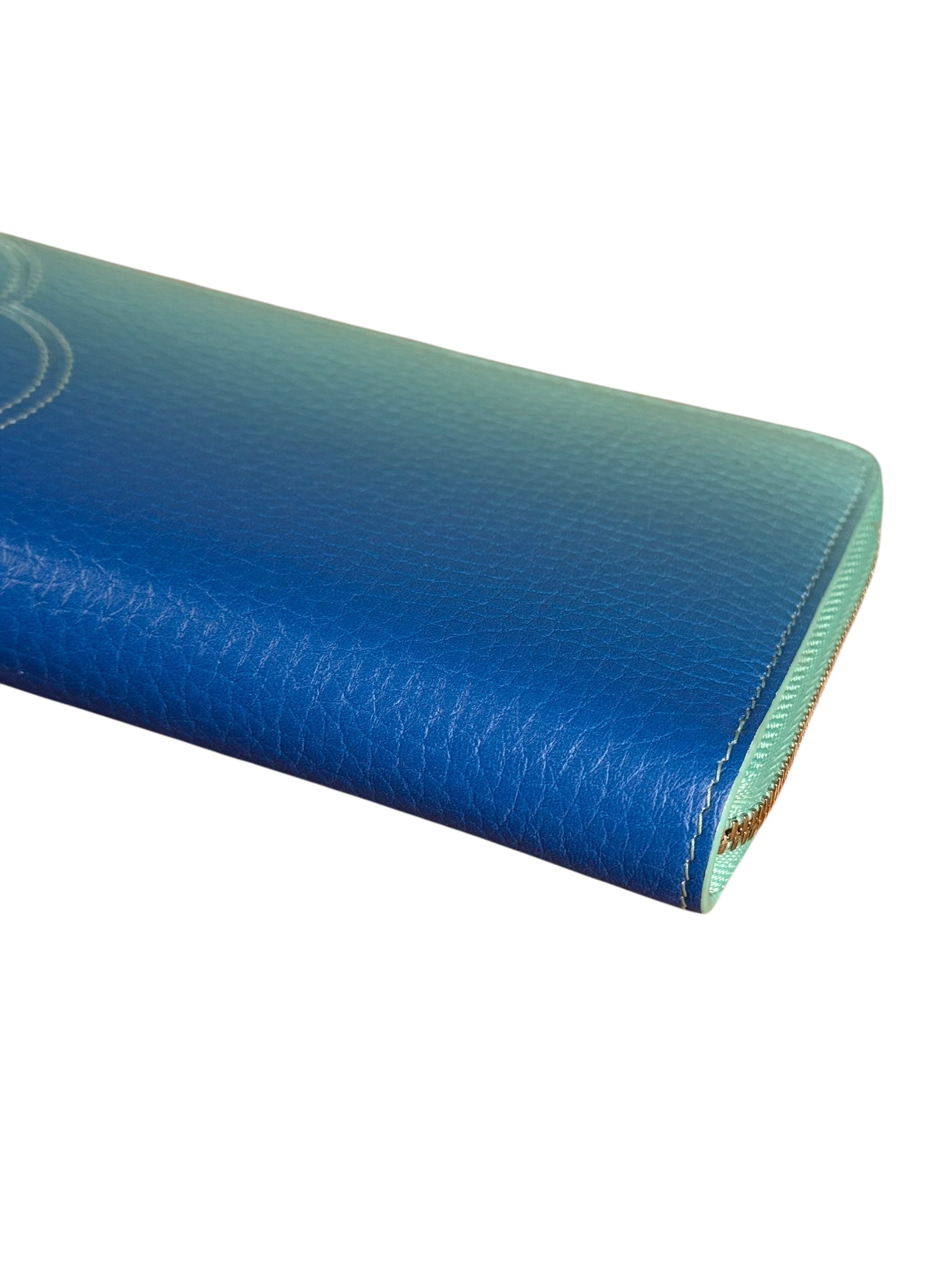 Tiffany & Co Blue Gradient Leather Long Zippy Wallet