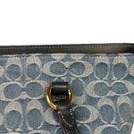 Coach Blue Leather Trim/Denim Signature Station Shoulder Bag