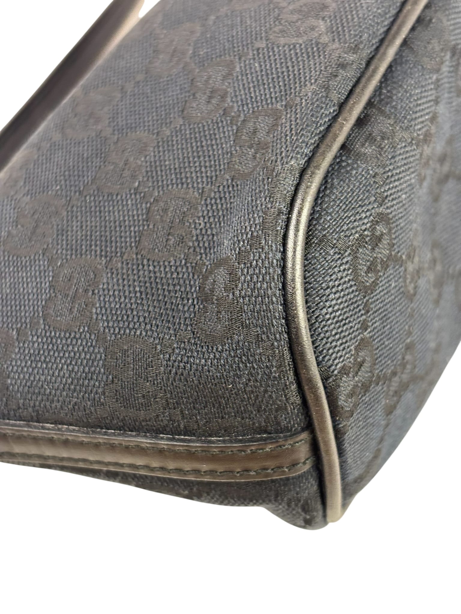 Gucci Black Canvas GG Print Mini Boat Pochette