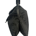Fendi Black Leather Trim Zucca Mamma Baguette