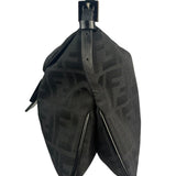 Fendi Black Leather Trim Zucca Mamma Baguette