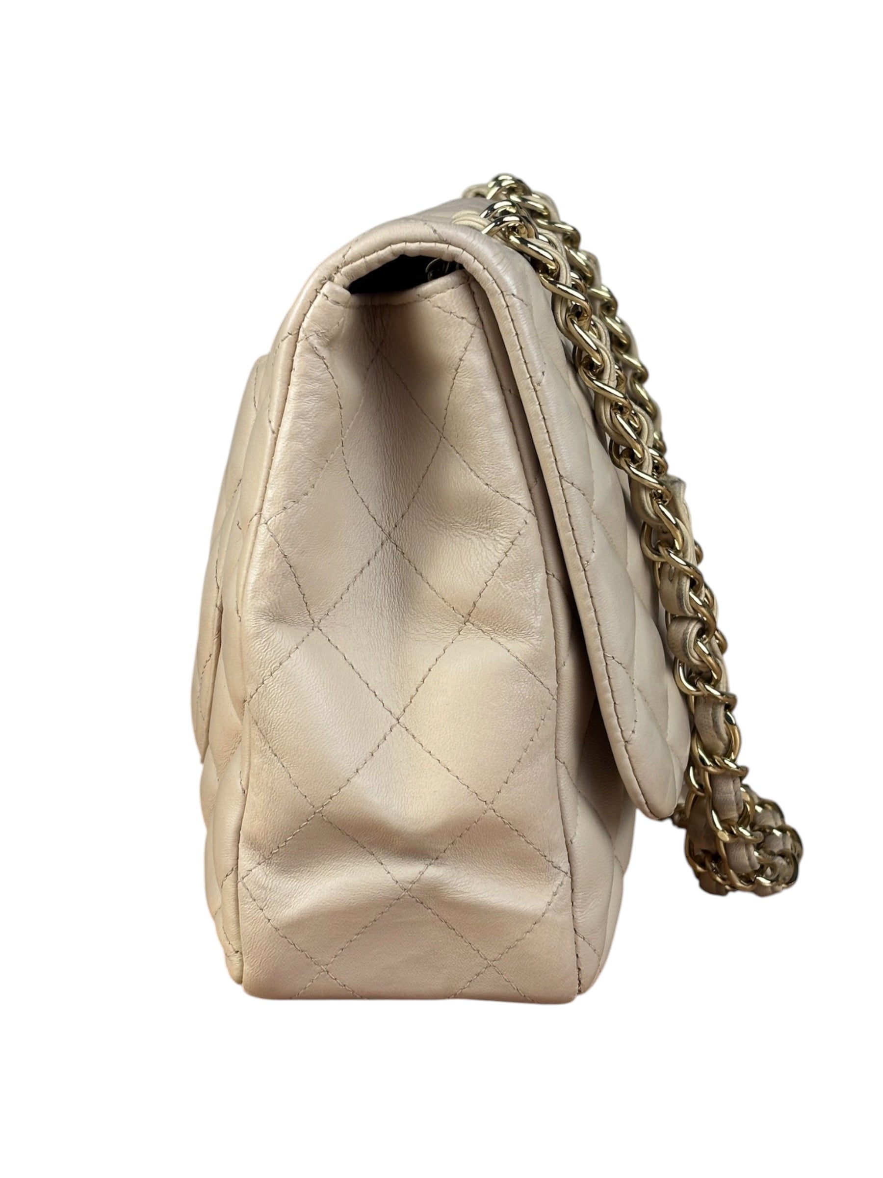 Chanel Beige Clair Jumbo Classic Flap Shoulder Bag 1990
