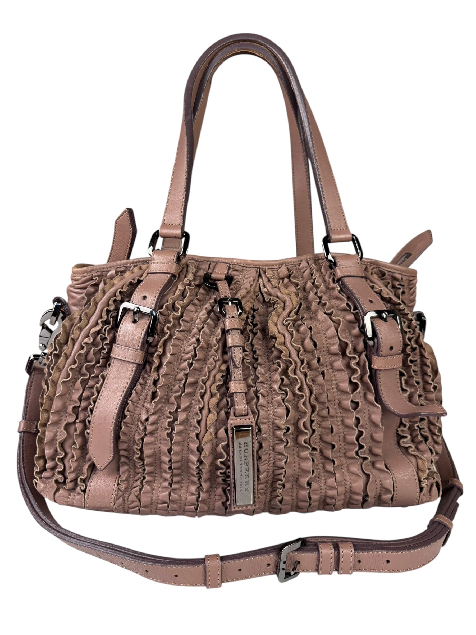 Burberry Purple Leather Ruffled Lowery Bag