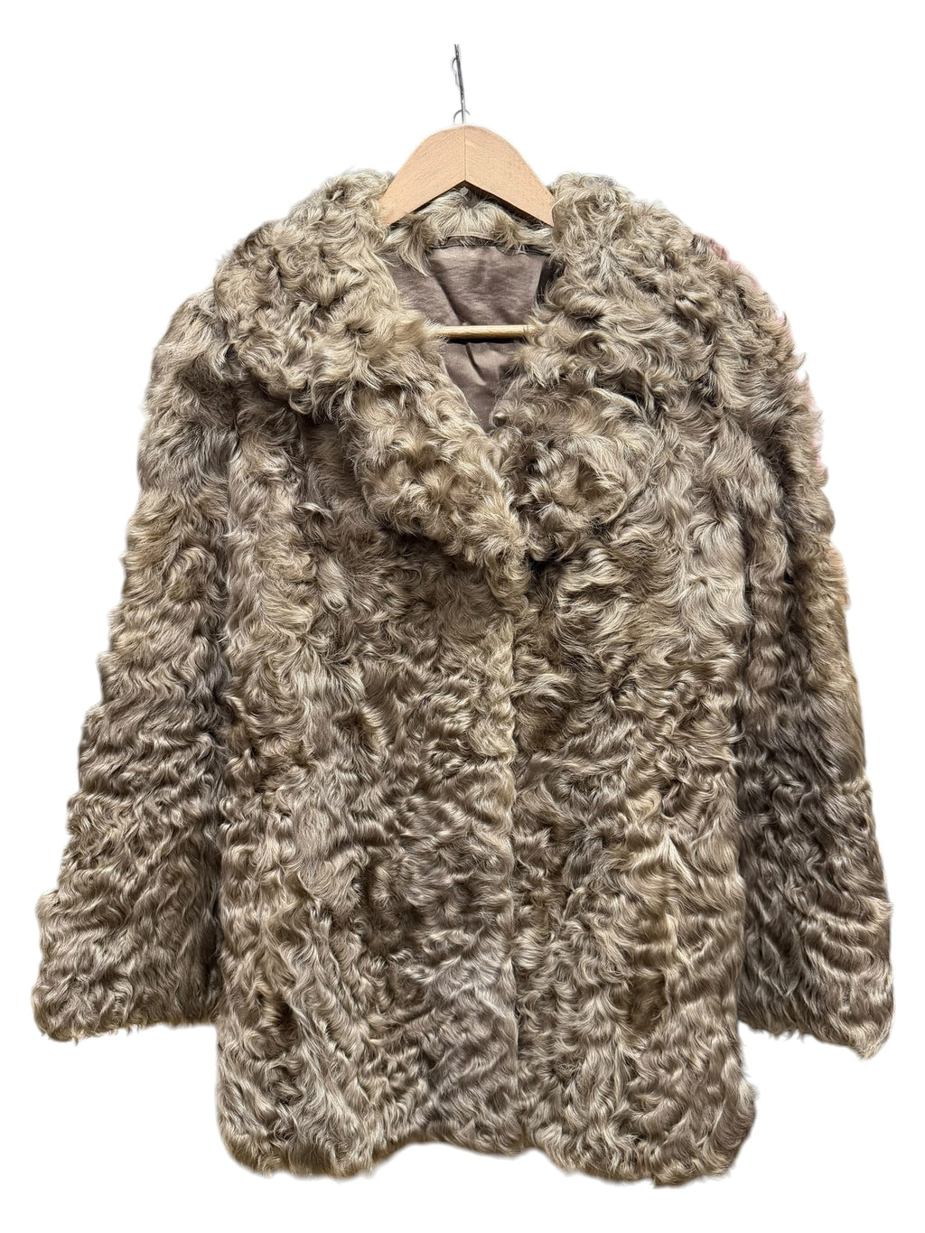 Vintage Moonbat Taupe Grey Persian Lamb Fur Coat