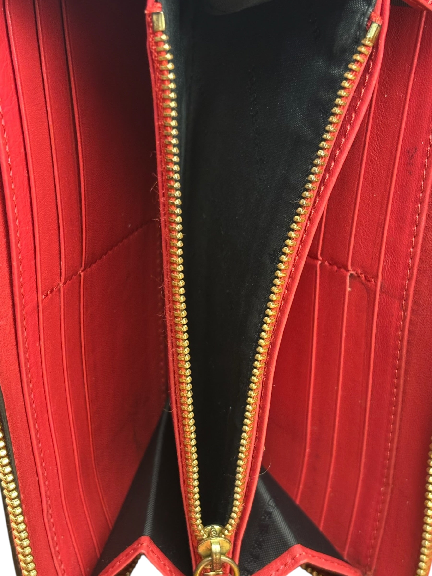 Burberry Vintage Red Leather Zip Long Wallet