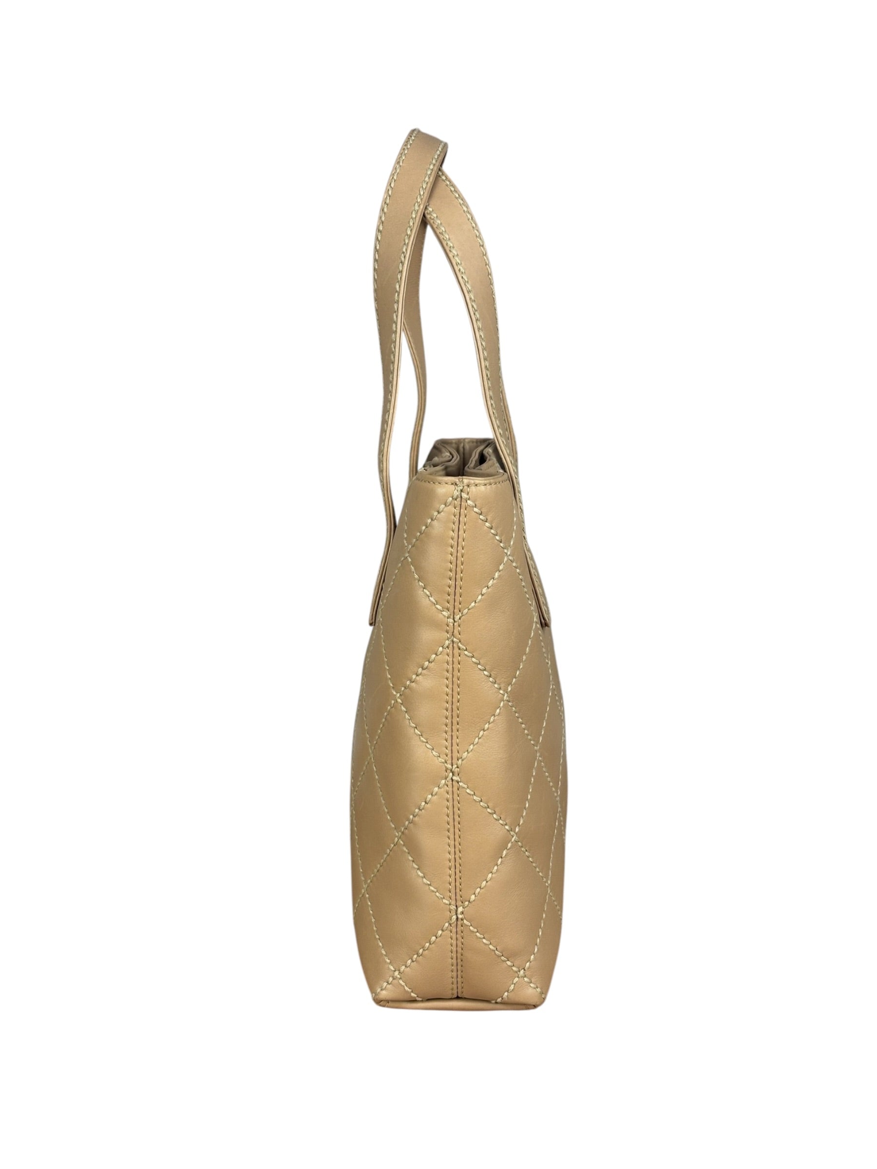 Chanel Vintage Beige Wild Stitch Small Tote Bag 2003