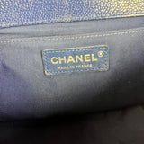 Chanel Blue Chevron Caviar Medium Boy Bag 2019
