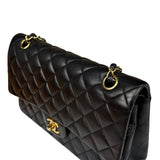 Chanel Black Quilted Leather Classic Medium Double Flap Bag 2014