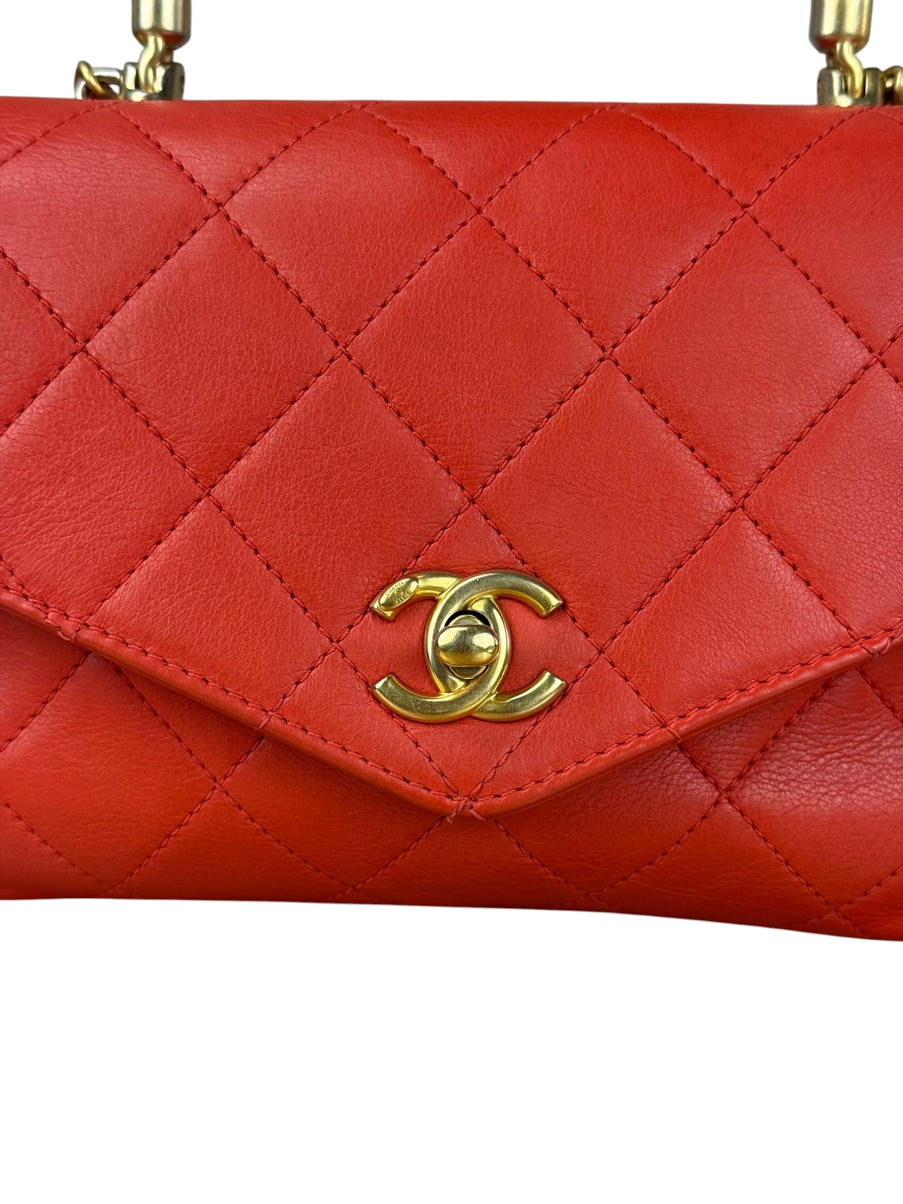 Chanel Red Quilted Coco Handle 2Way Handbag 2019