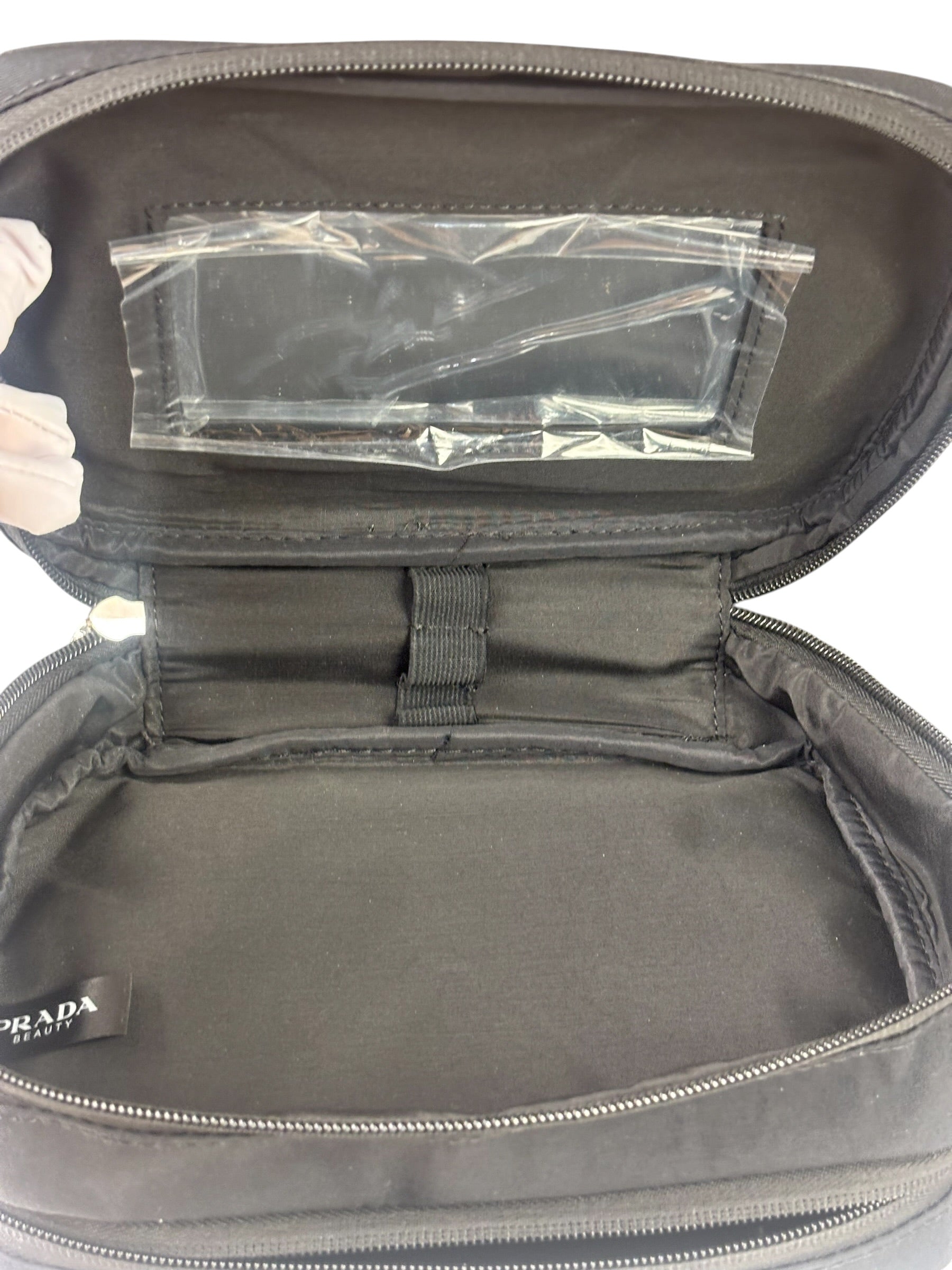 Prada Beauty Black Canvas Travel Cosmetic Pouch