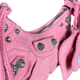 Balenciaga Pink Denim Le Cagole Shoulder Bag