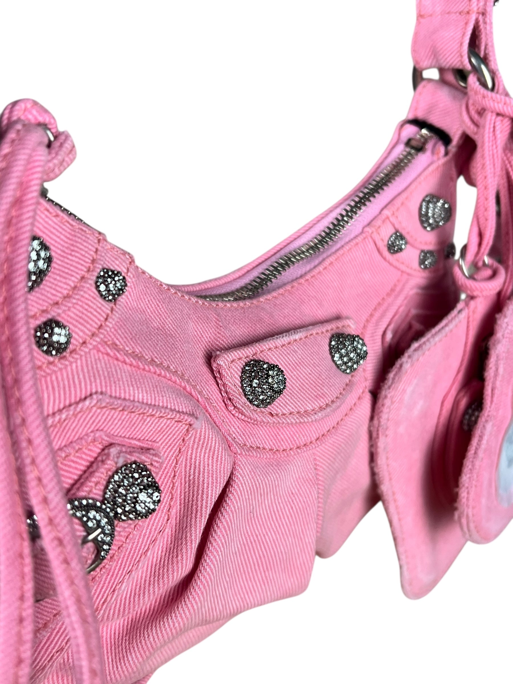 Balenciaga Pink Denim Le Cagole Shoulder Bag