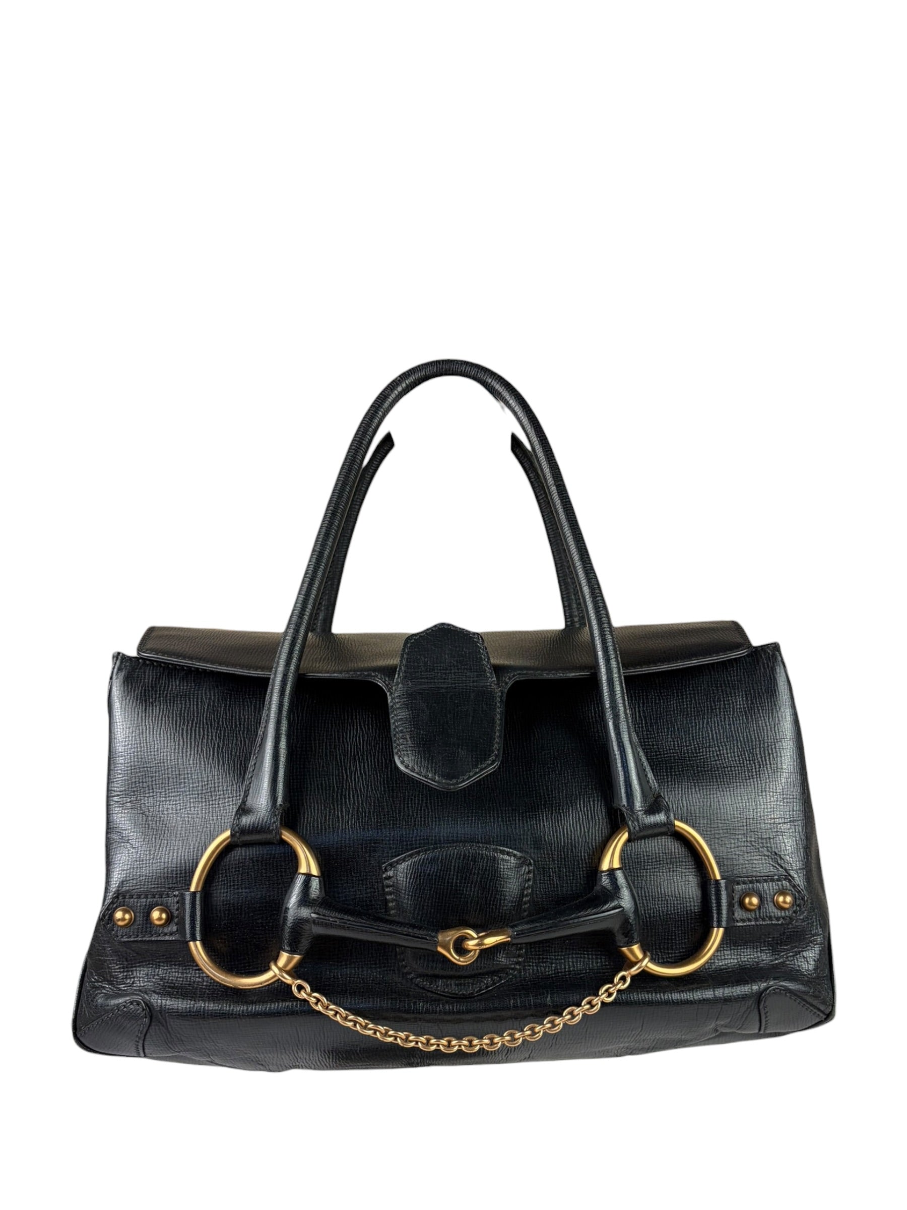 Gucci Vintage Black Horsebit Flap Bag