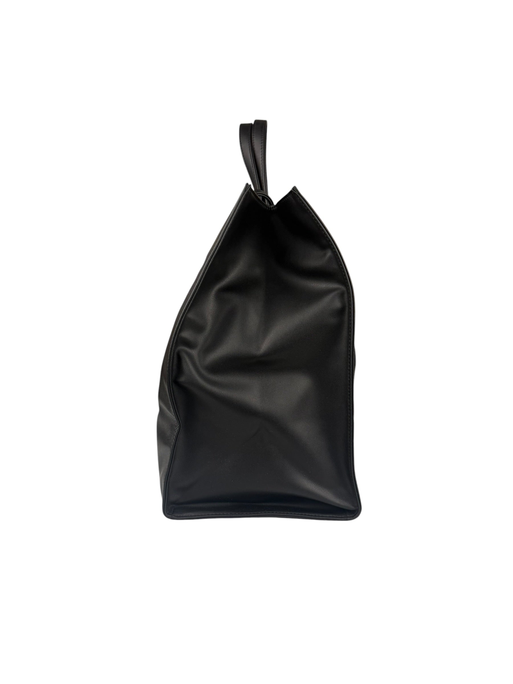 Telfar Black Leather Unisex Shopping Bag