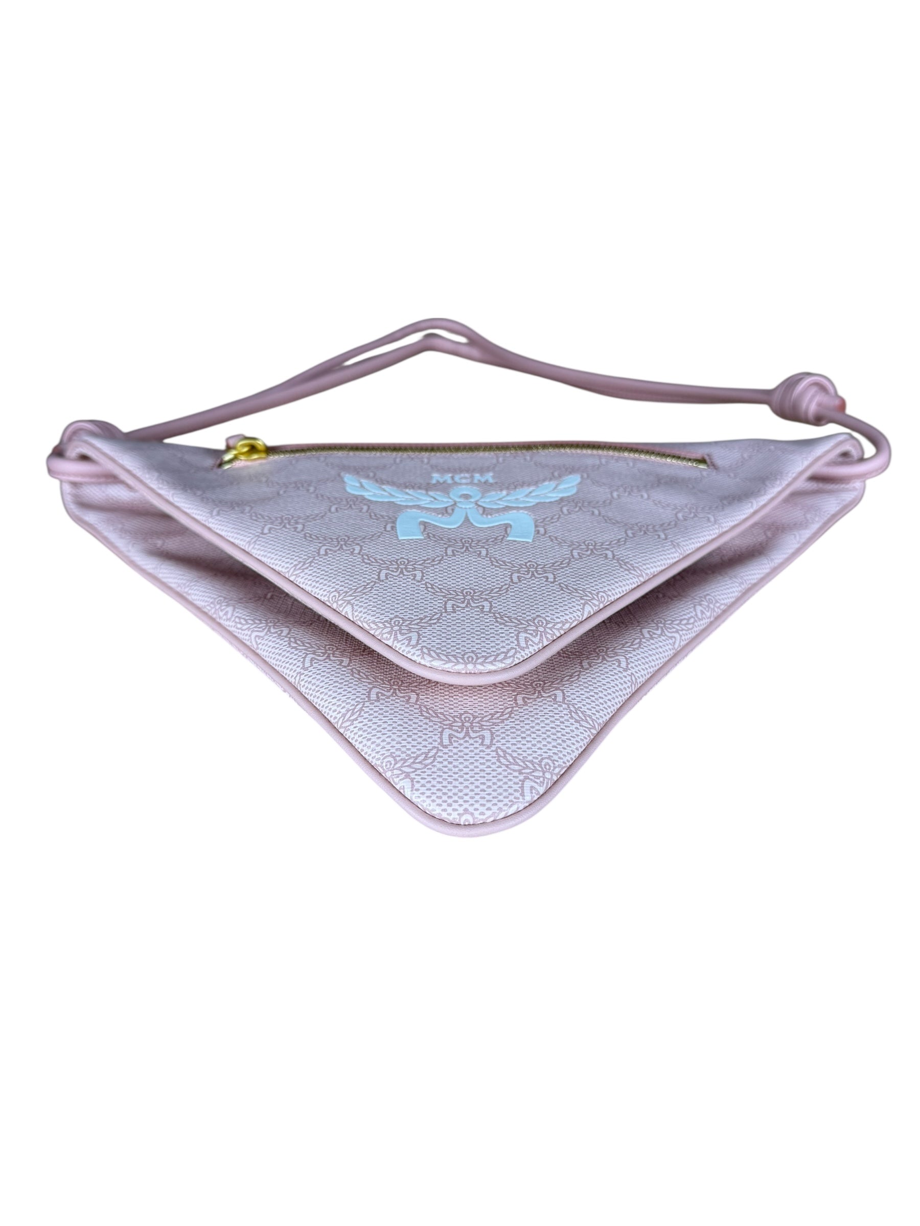 MCM Pink Triangle Logo Fold-Over Shoulder Bag