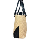 Chanel Tan Quilted Leather Ligne Cambon Tote Bag 2004