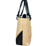 Chanel Tan Quilted Leather Ligne Cambon Tote Bag 2004