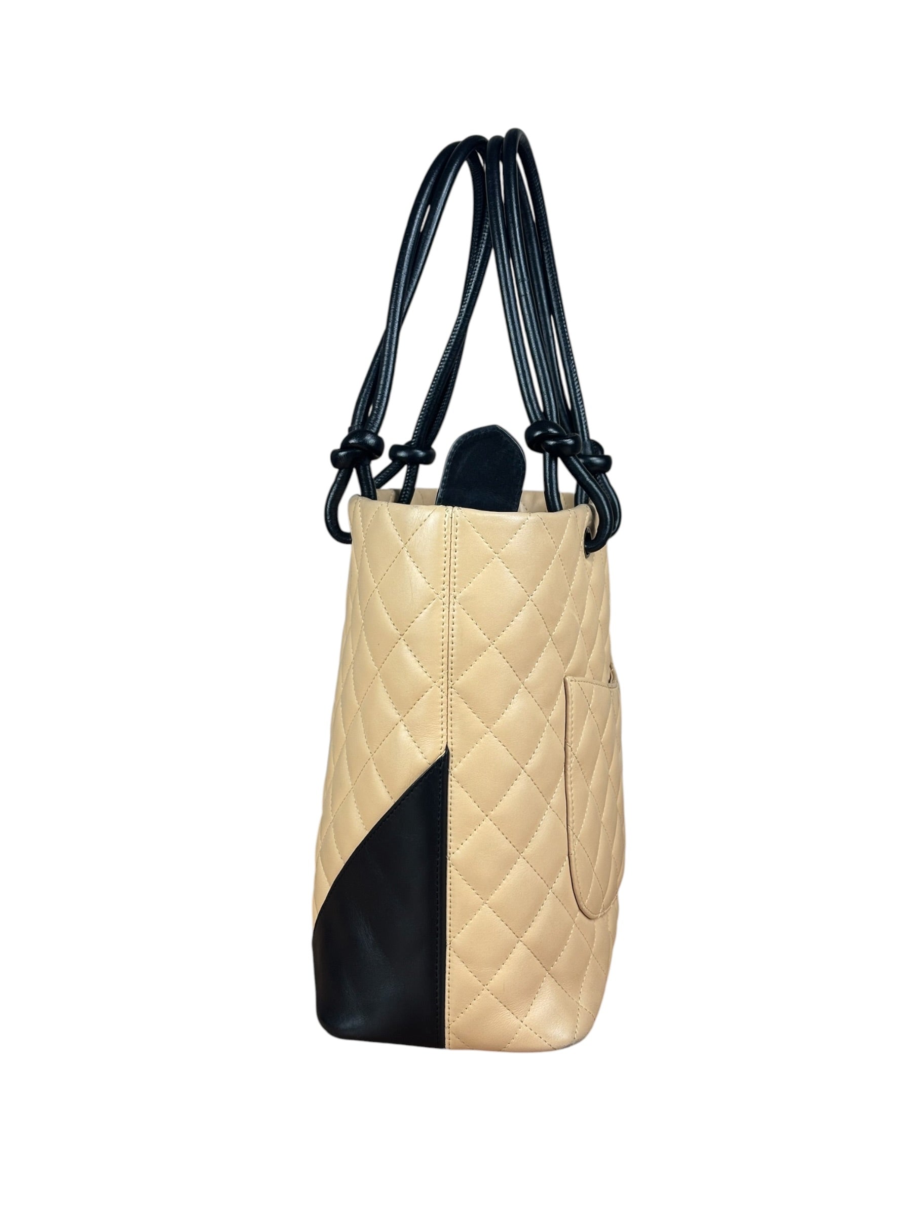 Chanel Tan Quilted Leather Ligne Cambon Tote Bag 2004