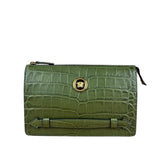 Versace Green Croc-Embossed Medusa Leather Clutch