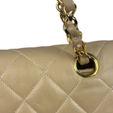 Chanel Beige Quilted Lambskin Flap Bag 90's