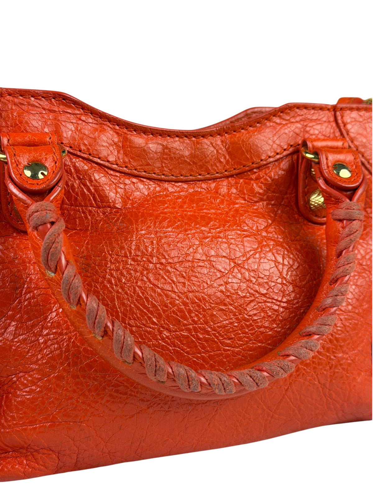 Balenciaga Red Leather Mini City Bag