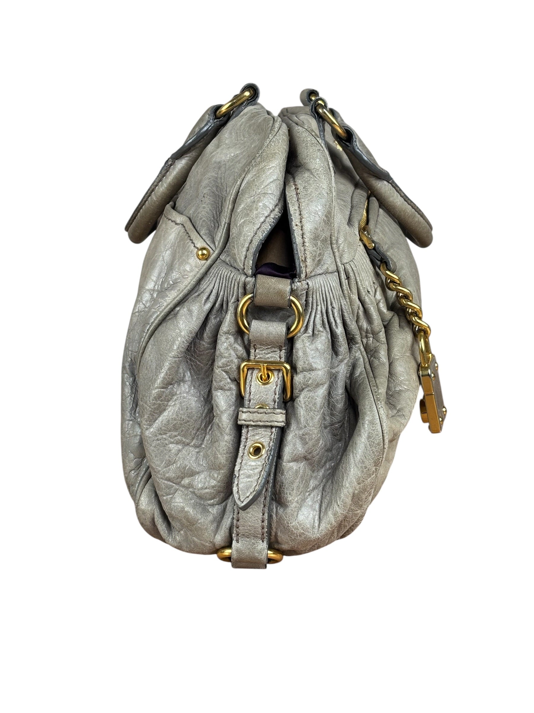 Miu Miu Green Vitello Leather Two-Way Bag