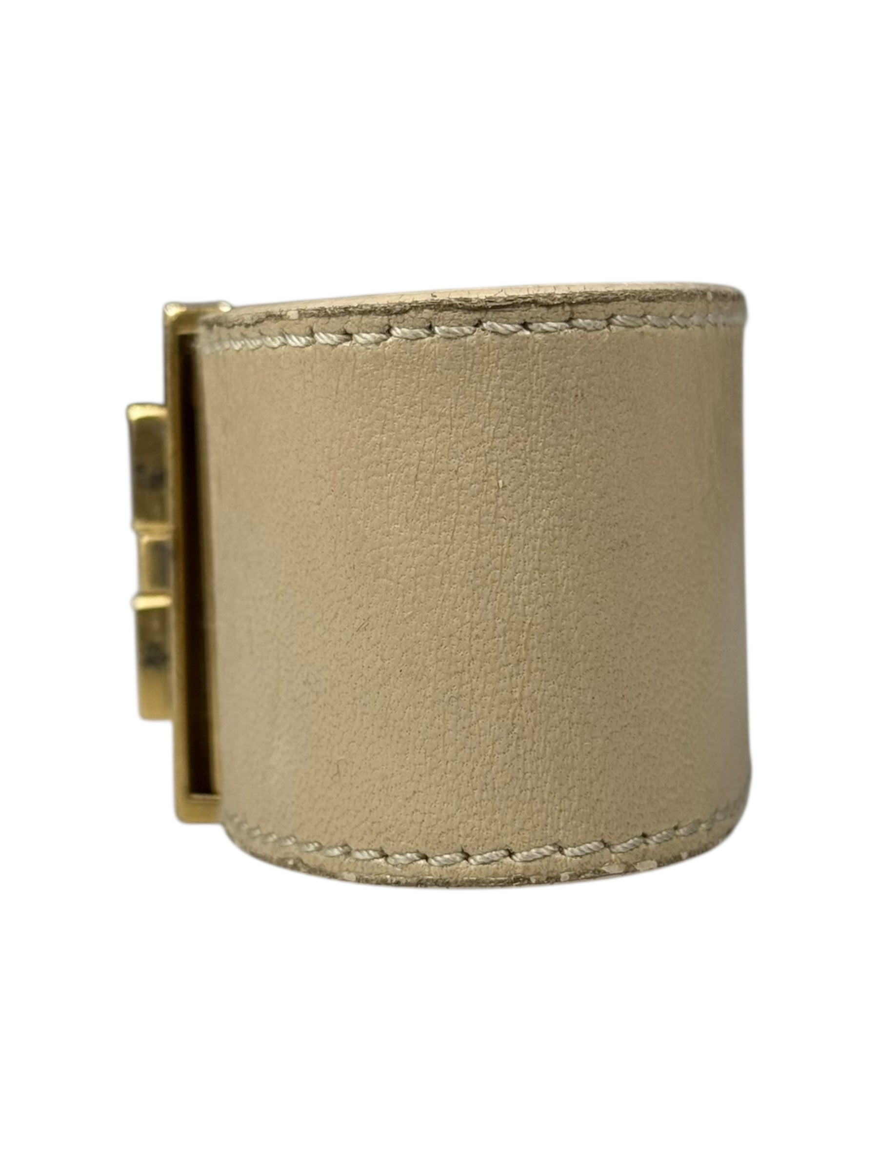 Ferragamo Gancini Wide Leather Cuff Bracelet